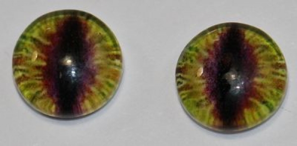 1 Paar Augen Glaslinsen Katze zum Aufkleben 8 mm grün gelb rot