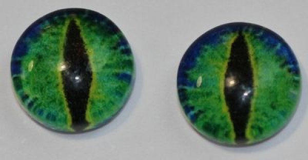 1 Paar Augen Glaslinsen Katze zum Aufkleben 8 mm grün blau