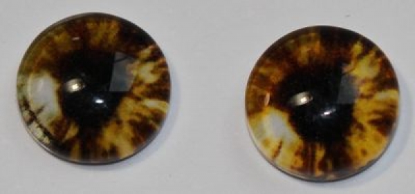 1 Paar Augen Glaslinsen zum Aufkleben 8 mm gelb beige weiß