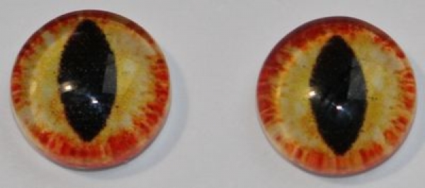 1 Paar Augen Glaslinsen Katze zum Aufkleben 8 mm gelb orange