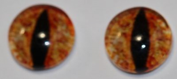 1 Paar Augen Glaslinsen Katze zum Aufkleben 8 mm gelborange