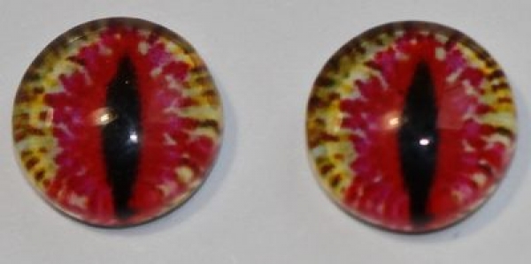 1 Paar Augen Glaslinsen Katze zum Aufkleben 8 mm pink gelb