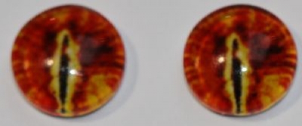 1 Paar Augen Glaslinsen Katze zum Aufkleben 8 mm orange gelb