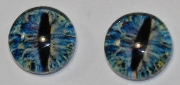 1 Paar Augen Glaslinsen Katze zum Aufkleben 8 mm blau gelb