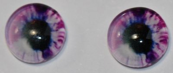 1 Paar Augen Glaslinsen zum Aufkleben 8 mm pink violett weiß