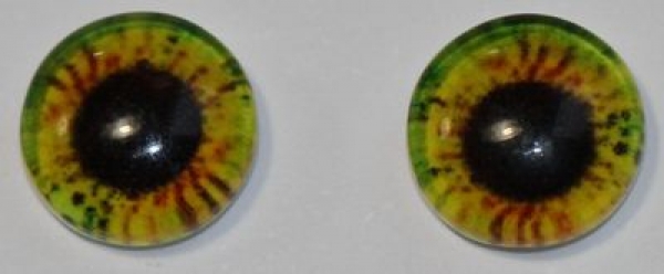 1 Paar Augen Glaslinsen zum Aufkleben 8 mm gelb orange grün