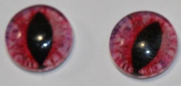 1 Paar Augen Glaslinsen Katze zum Aufkleben 8 mm pink weiß