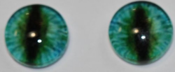 1 Paar Augen Glaslinsen Katze zum Aufkleben 8 mm türkis
