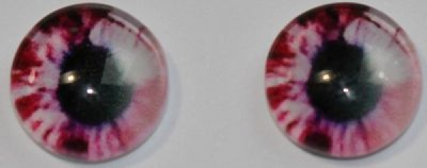 1 Paar Augen Glaslinsen zum Aufkleben 8 mm rosa weiß