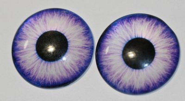 1 Paar Augen Glaslinsen zum Aufkleben 30 mm weiß violett