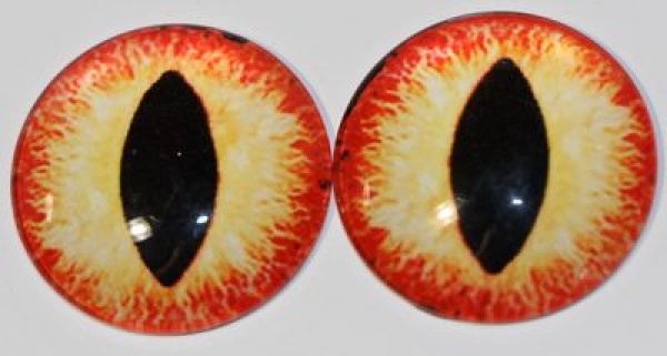 1 Paar Augen Glaslinsen Katze zum Aufkleben 30 mm gelb orange