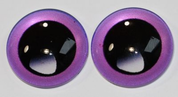 1 Paar Augen Glaslinsen zum Aufkleben mit großer Pupille 18 mm purpur