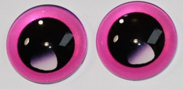 1 Paar Augen Glaslinsen zum Aufkleben mit großer Pupille 18 mm pink