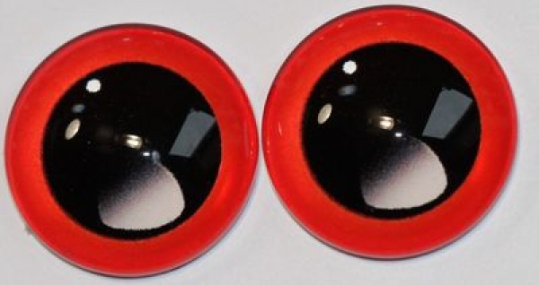 1 Paar Augen Glaslinsen zum Aufkleben mit großer Pupille 18 mm rot