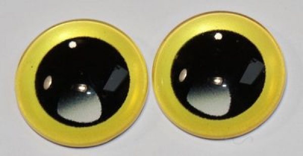 1 Paar Augen Glaslinsen zum Aufkleben mit großer Pupille14 mm gelb