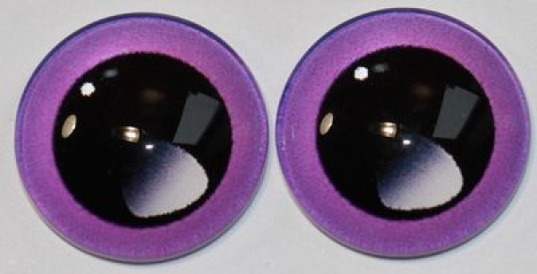 1 Paar Augen Glaslinsen zum Aufkleben mit großer Pupille14 mm purpur