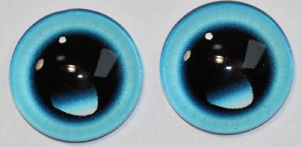 1 Paar Augen Glaslinsen zum Aufkleben mit großer Pupille14 mm hellblau