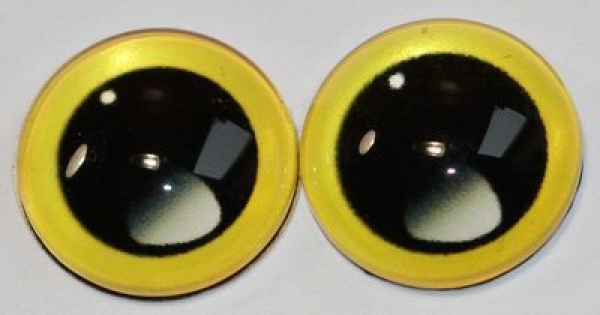 1 Paar Augen Glaslinsen zum Aufkleben mit großer Pupille 12 mm gelb