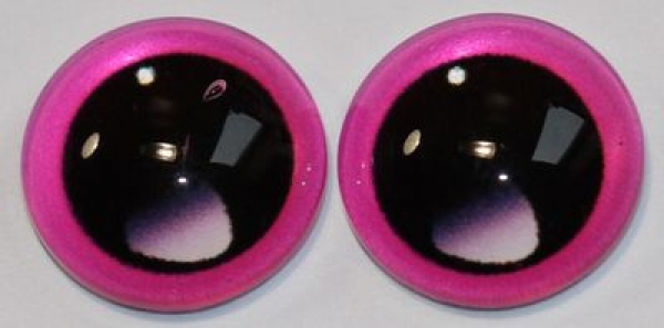 1 Paar Augen Glaslinsen zum Aufkleben mit großer Pupille 12 mm pink