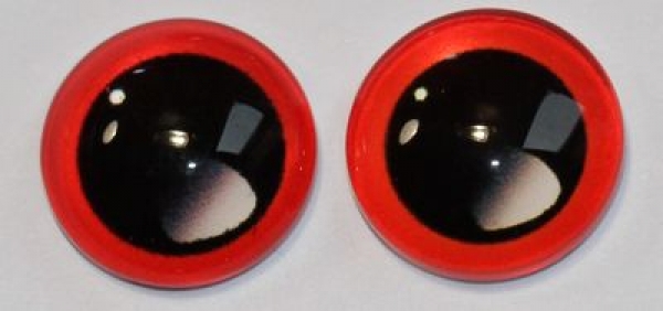 1 Paar Augen Glaslinsen zum Aufkleben mit großer Pupille 12 mm rot