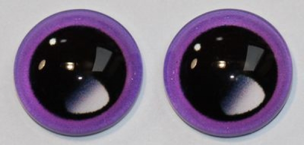 1 Paar Augen Glaslinsen zum Aufkleben mit großer Pupille 12 mm purpur