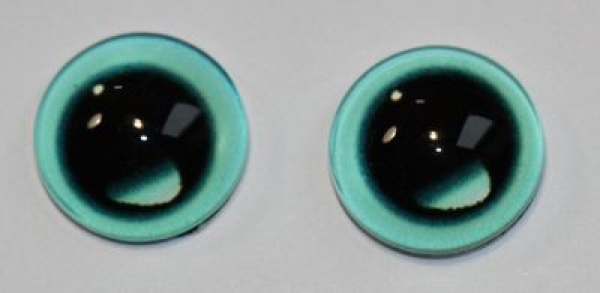 1 Paar Augen Glaslinsen zum Aufkleben mit großer Pupille 10 mm türkisgrün