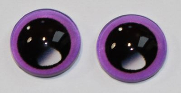1 Paar Augen Glaslinsen zum Aufkleben mit großer Pupille 10 mm purple