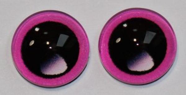 1 Paar Augen Glaslinsen zum Aufkleben mit großer Pupille 10 mm pink