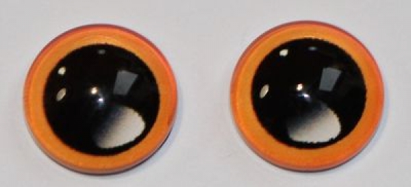 1 Paar Augen Glaslinsen zum Aufkleben mit großer Pupille 10 mm orange