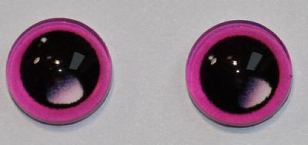 1 Paar Augen Glaslinsen zum Aufkleben mit großer Pupille 8 mm pink