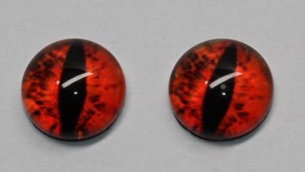 1 Paar Augen Glaslinsen Katze zum Aufkleben 8 mm schwarz rot