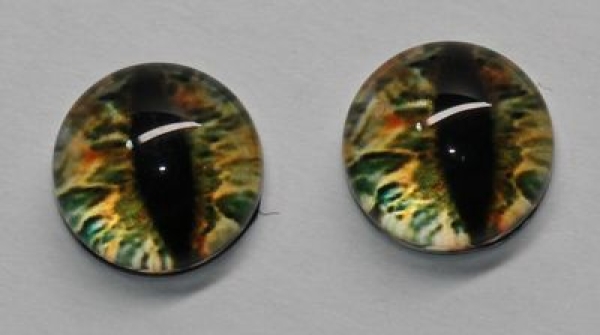 1 Paar Augen Glaslinsen Katze zum Aufkleben 8 mm grün orange