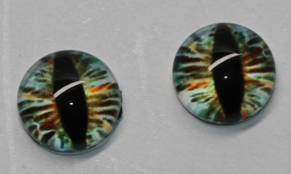 1 Paar Augen Glaslinsen Katze zum Aufkleben 8 mm blau pastell