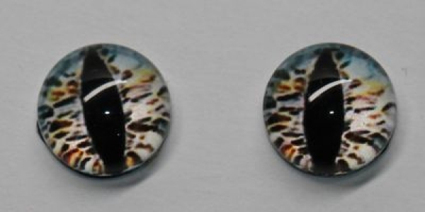1 Paar Augen Glaslinsen Katze zum Aufkleben 8 mm weiß blau