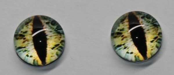 1 Paar Augen Glaslinsen Katze zum Aufkleben 8 mm gelb pastell