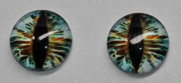 1 Paar Augen Glaslinsen Drache zum Aufkleben 10 mm blau pastell