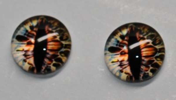 1 Paar Augen Glaslinsen Drache zum Aufkleben 10 mm rot pastell