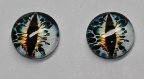 1 Paar Augen Glaslinsen Drache zum Aufkleben 10 mm blau hellblau