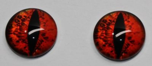 1 Paar Augen Glaslinsen Katze/Drache zum Aufkleben 12 mm schwarz rot