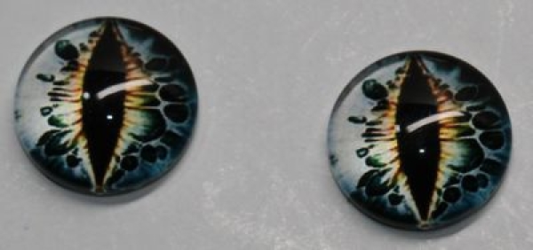 1 Paar Augen Glaslinsen Katze/Drache zum Aufkleben 12 mm blau hellblau
