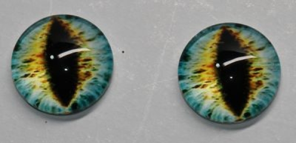 1 Paar Augen Glaslinsen Katze/Drache zum Aufkleben 12 mm blau pastell