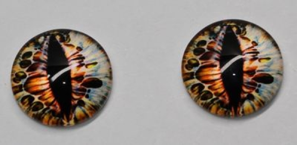 1 Paar Augen Glaslinsen Katze/Drache zum Aufkleben 14 mm rot pastell