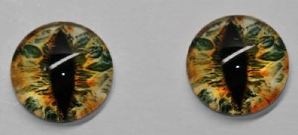 1 Paar Augen Glaslinsen Katze/Drache zum Aufkleben 14 mm gelb pastell