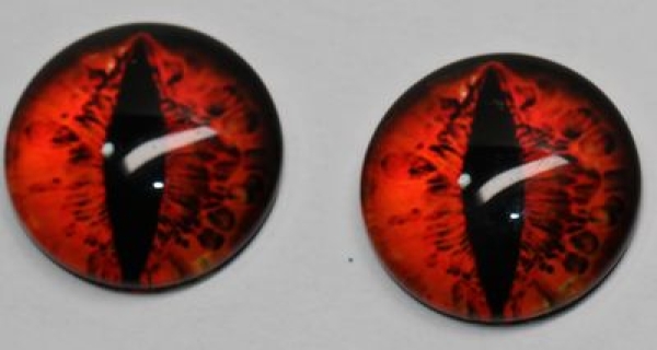 1 Paar Augen Glaslinsen Katze/Drache zum Aufkleben 16 mm schwarz rot