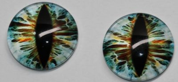 1 Paar Augen Glaslinsen Katze/Drache zum Aufkleben 16 mm blau pastell