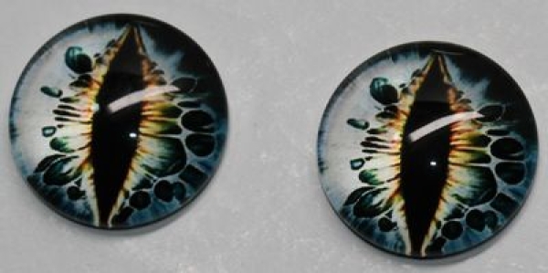 1 Paar Augen Glaslinsen Katze/Drache zum Aufkleben 16 mm blau hellblau