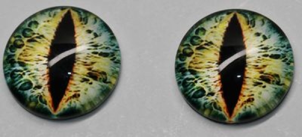 1 Paar Augen Glaslinsen Katze/Drache zum Aufkleben 16 mm grün orange
