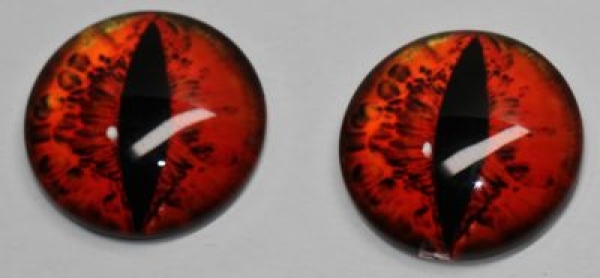 1 Paar Augen Glaslinsen Katze/Drache zum Aufkleben 18 mm schwarz rot