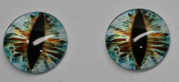 1 Paar Augen Glaslinsen Katze/Drache zum Aufkleben 18 mm blau pastell