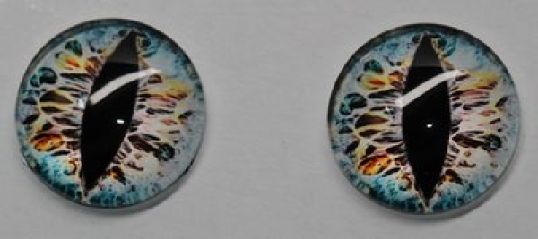 1 Paar Augen Glaslinsen Katze/Drache zum Aufkleben 18 mm weiß pastell
